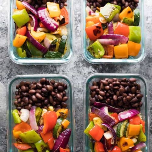 Grilled Veggie & Black Bean Meal Prep Bowls - Sweet Peas and Saffron