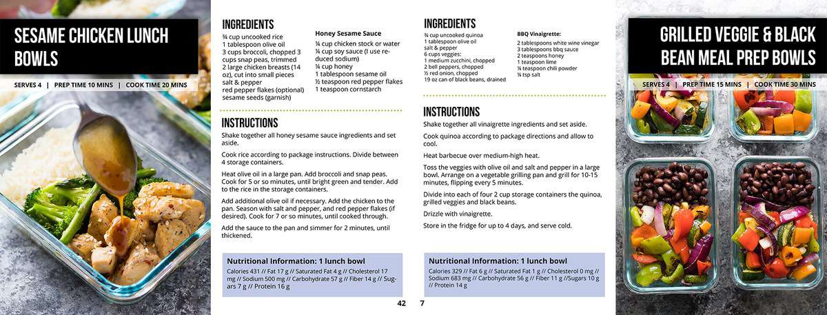 a page from the lunch recipes ecookbook