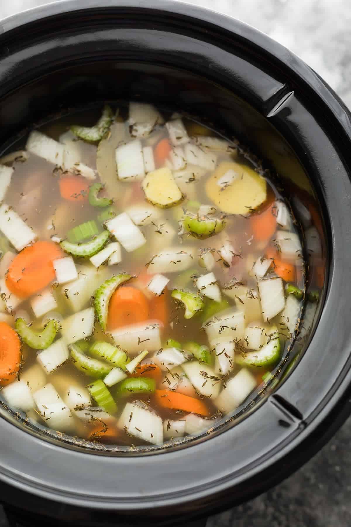 Slow Cooker Lemon Sesame Chicken Noodle Soup - Sweet Peas and Saffron