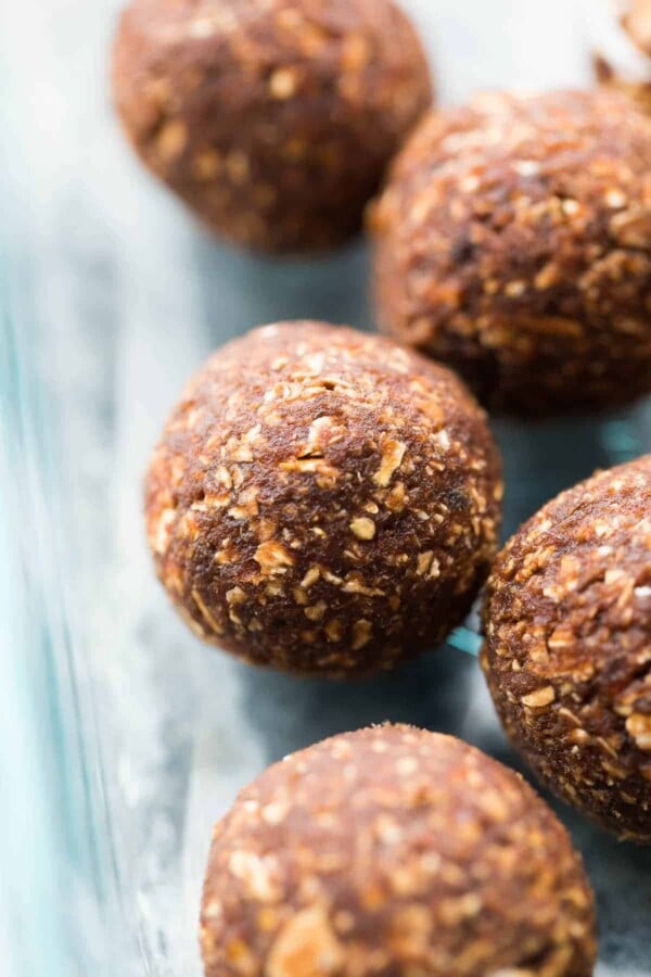 close up shot of nut free energy bites