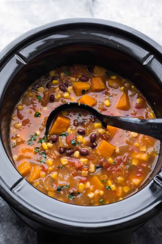 Slow Cooker Black Bean, Quinoa and Sweet Potato Stew - Sweet Peas and ...