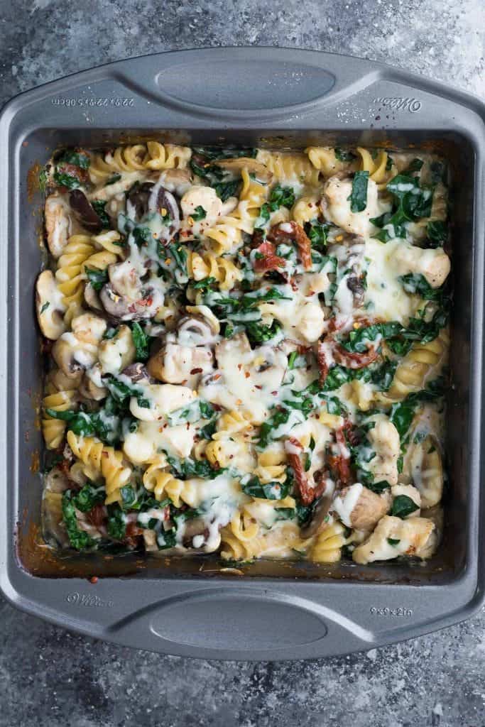 One Pan Tuscan Chicken Pasta Bake (Freezer Meal) - Sweet Peas and Saffron