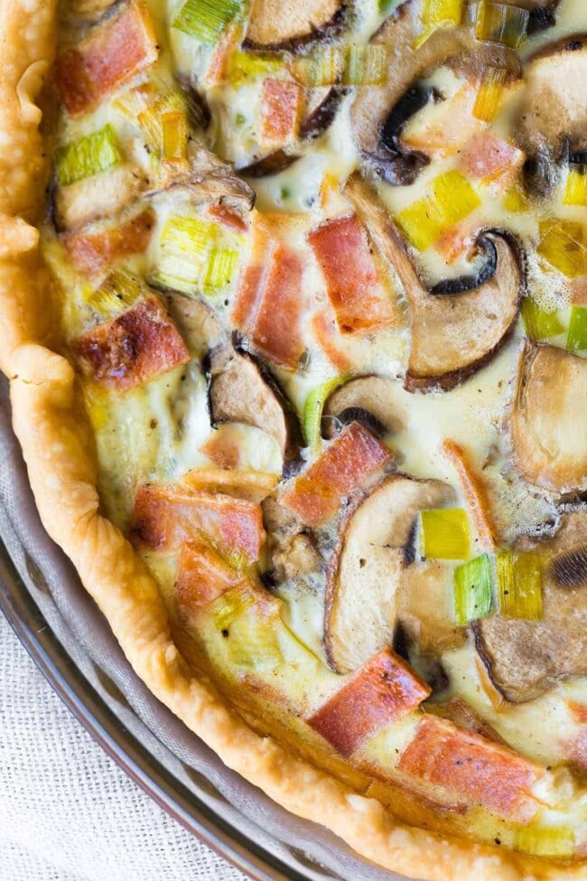 Bacon Mushroom Make Ahead Quiche (Dairy-Free) - Sweet Peas and Saffron