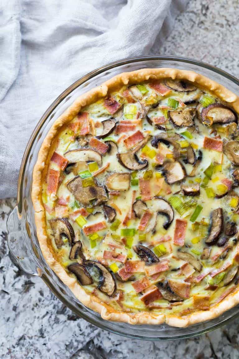 Bacon Mushroom Make Ahead Quiche (DairyFree) Sweet Peas and Saffron