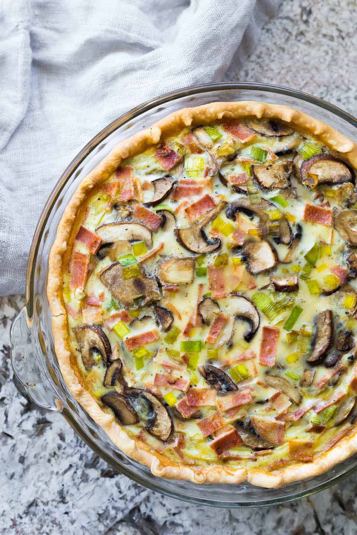 Bacon Mushroom Make Ahead Quiche (Dairy-Free) - Sweet Peas and Saffron