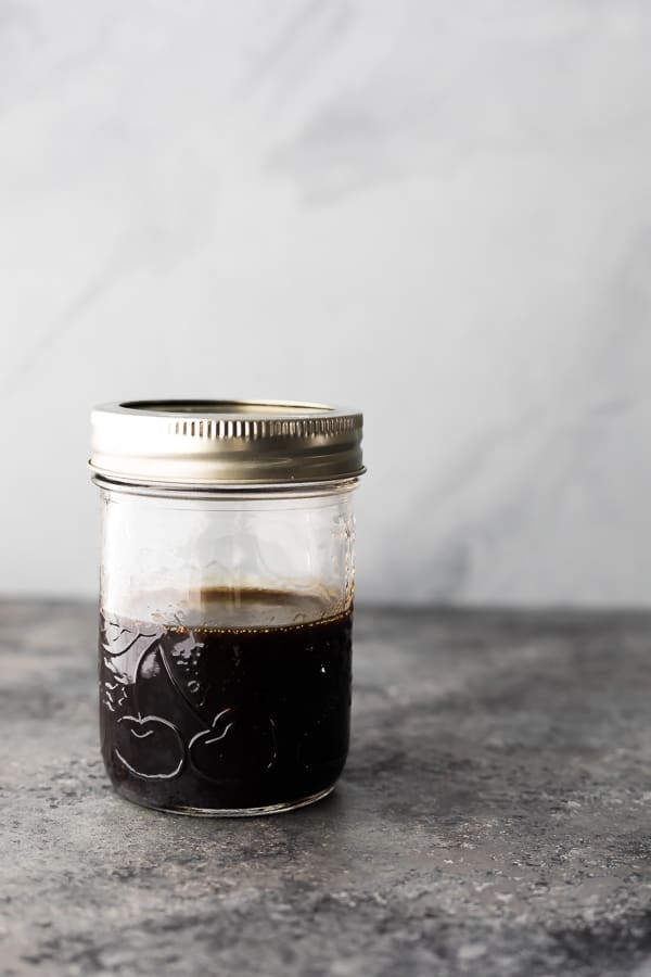 balsamic vinaigrette shaken up in a mason jar