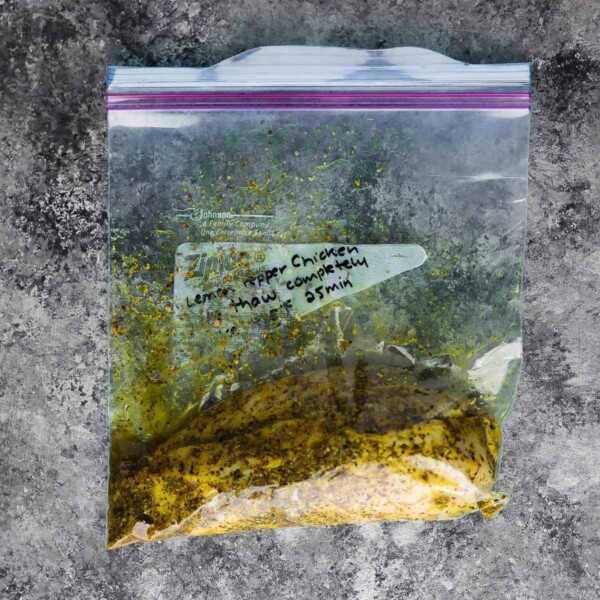 Lemon Herb Seasoning Recipe as a marinade with chicken in a ziploc bag