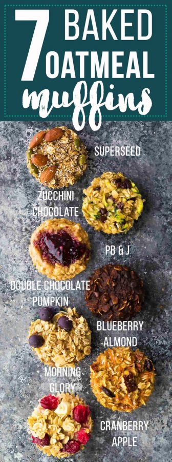 easy baked oatmeal muffins (7 flavors)