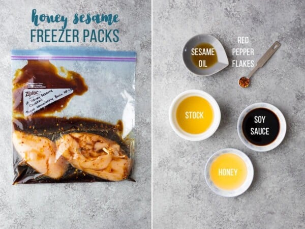 honey sesame chicken freezer packs and ingredients