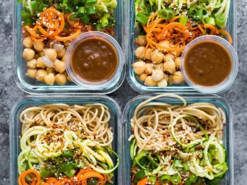 Cold Sesame Noodle Meal Prep Bowls (Vegan) - Sweet Peas and