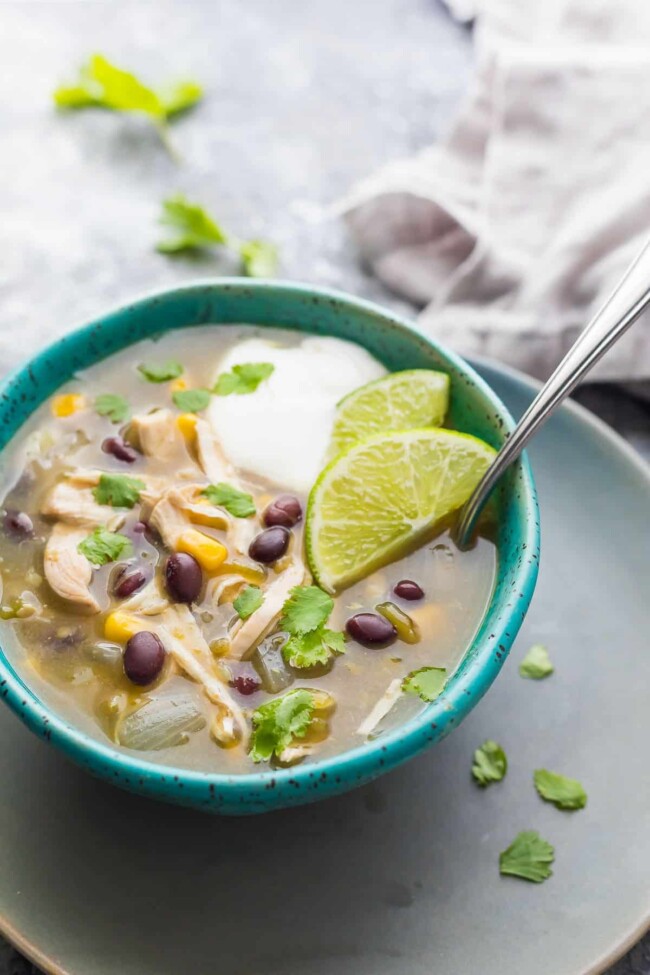 Shortcut Instant Pot Chicken Chile Verde Soup Sweet Peas and Saffron