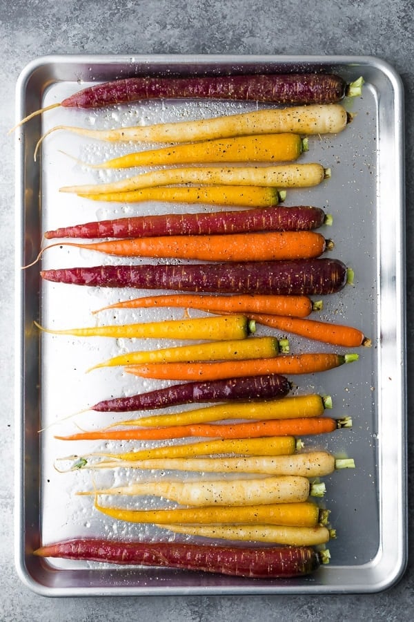 Make Ahead Honey Glazed Roasted Carrots on sheet pan