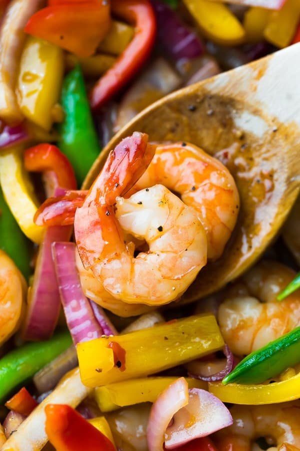 Sweet Chili Shrimp Stir Fry via Sweet Peas and Saffron