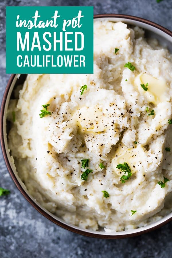 Creamy parmesan instant pot mashed cauliflower with fresh herbs