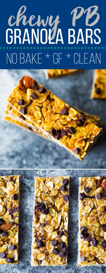 chewy peanut butter granola bars (no bake)