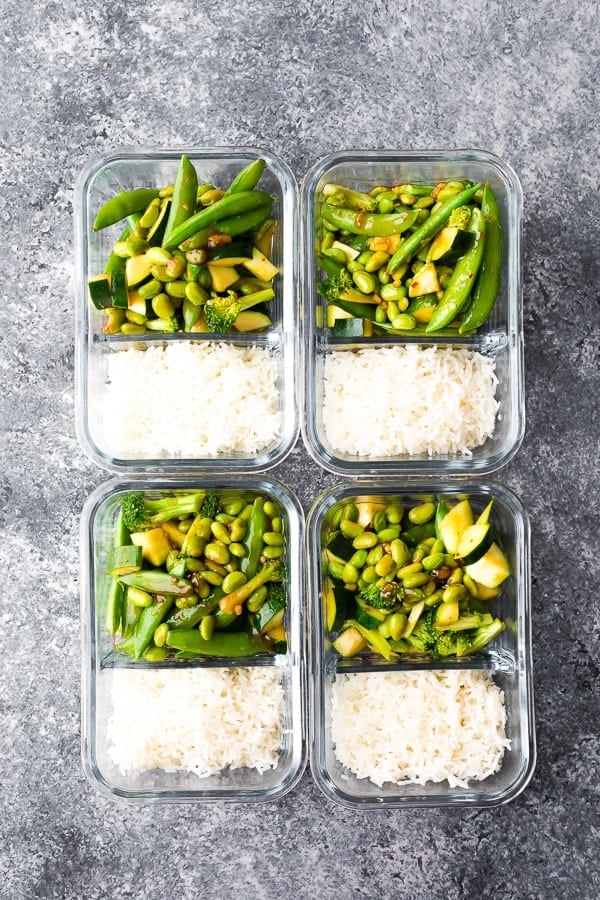 Budget Friendly Meal Prep Tricks- vegan stir fry in meal prep containers