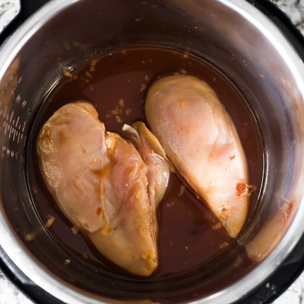 ingredients for Chipotle Lime Chicken Breasts in instant pot before cooking