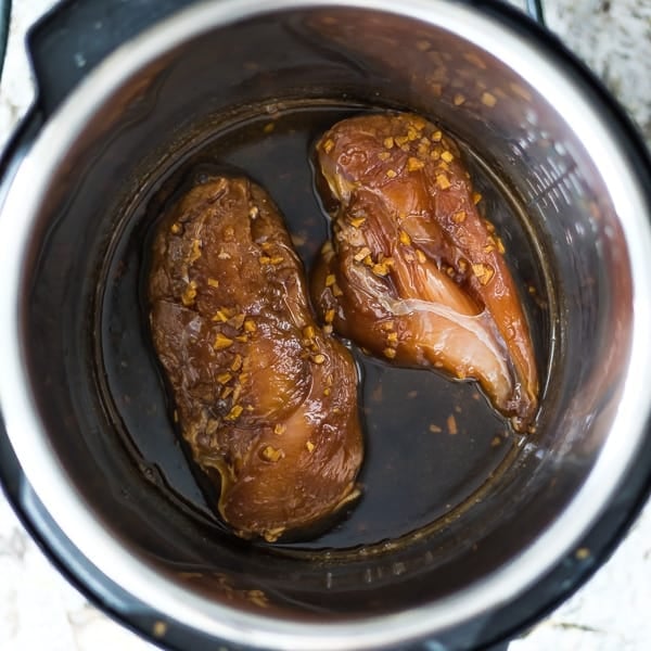 two chicken breasts in an instant pot