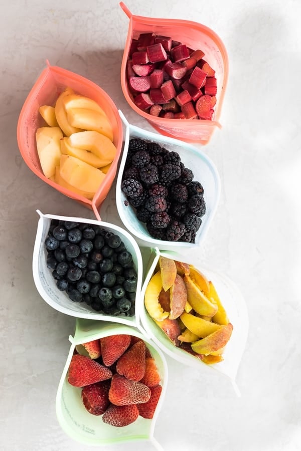 Fruit Freezing Guide- How to Freeze Fresh Fruit; open bags of fresh fruit