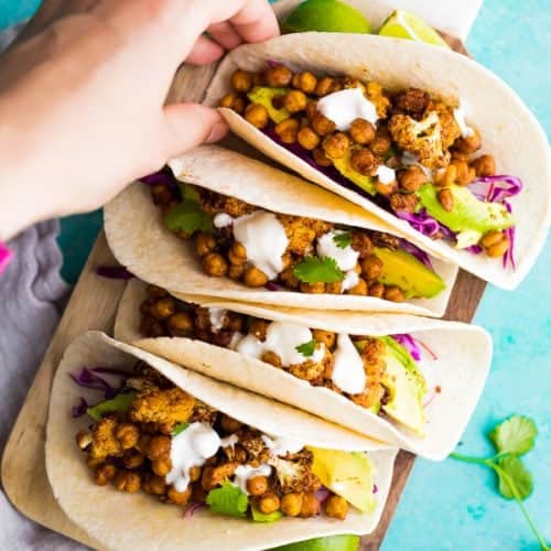 Air Fryer Cauliflower Chickpea Tacos (Vegan) Sweet Peas and Saffron