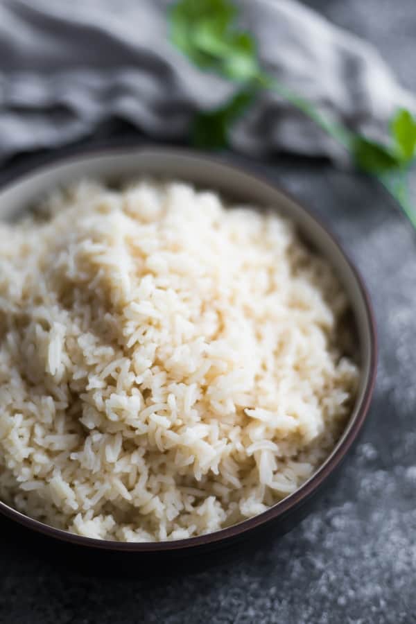 Coconut Rice in brown bowl