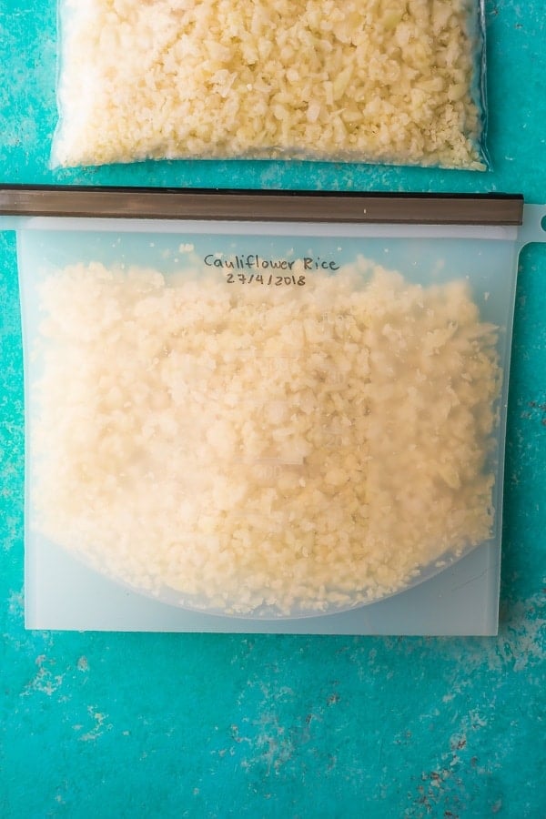 showing how to freeze cauliflower rice