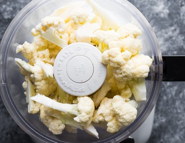 cauliflower in food processor from above