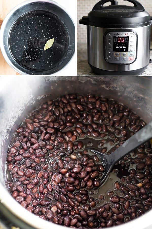 collage image showing how to cook black beans in the Instant Pot