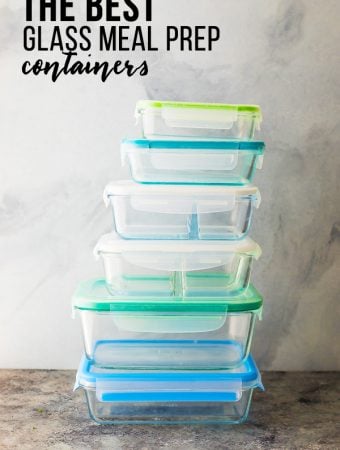 stack of glass meal prep containers
