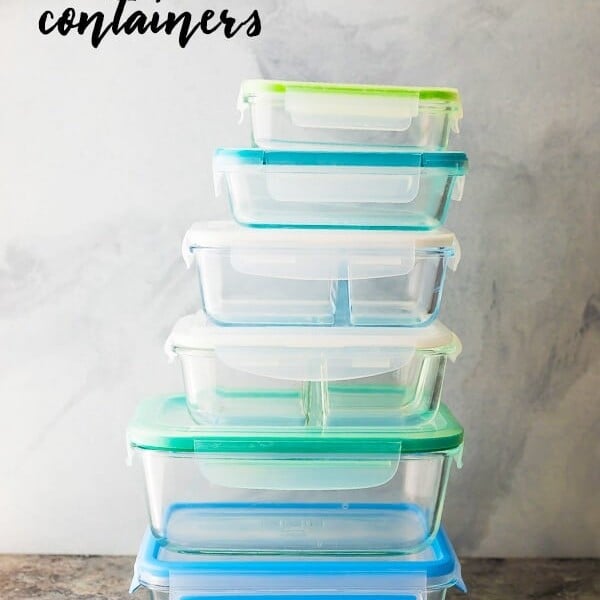 stack of glass meal prep containers