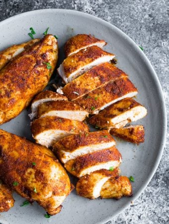 perfect juicy chicken breast on a plate