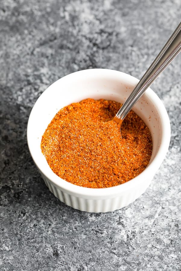 spice mixture for perfect baked chicken breast recipes in white bowl