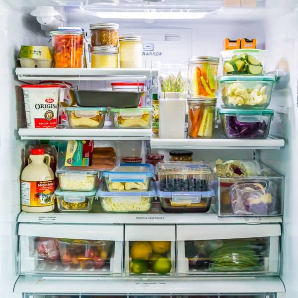 Meal Prep Ideas in an organized fridge