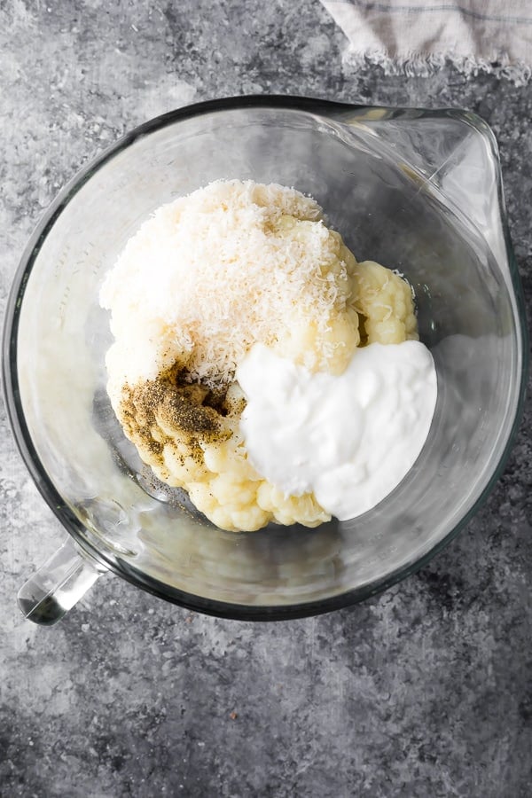 low carb cauliflower mash before mashing.