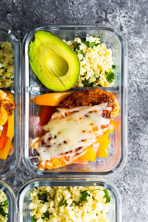 overhead shot of the Santa Fe Low Carb Chicken Meal Prep