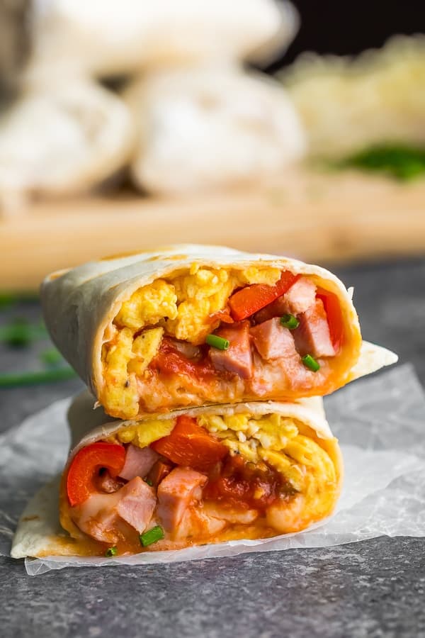 close up of the breakfast burrito recipe