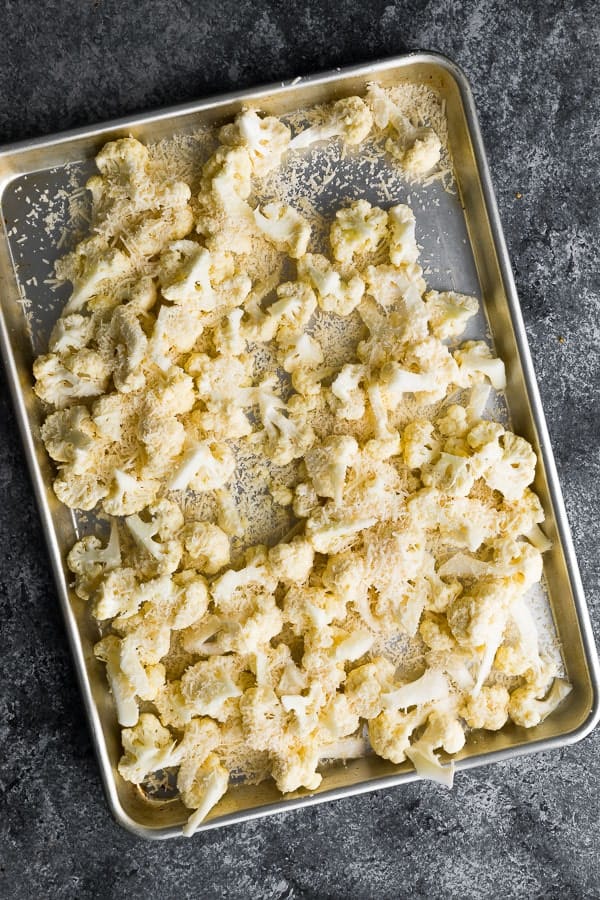 ingredients for the roast cauliflower recipe prior to baking