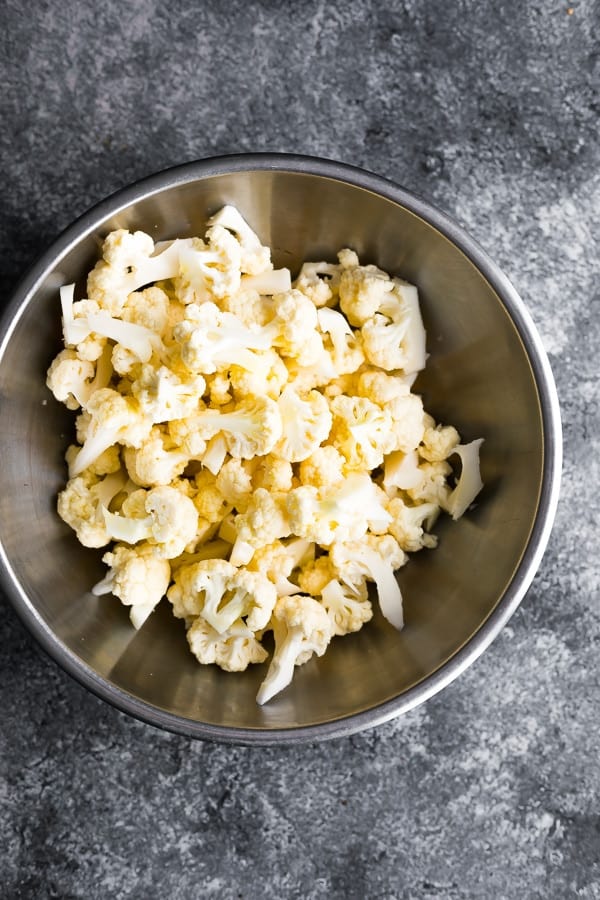 cauliflower prepped for the roast cauliflower recipe