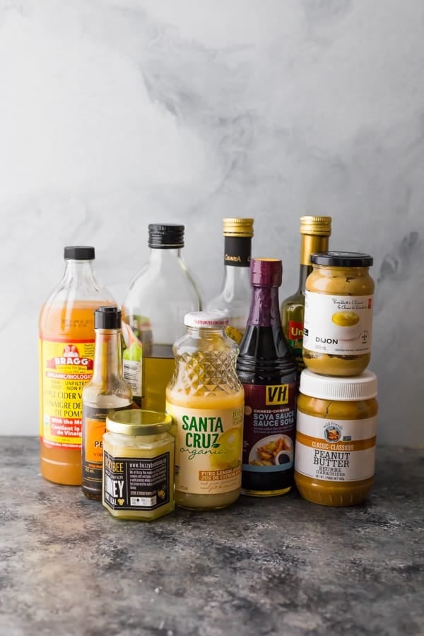 sauces, oils and vinegars for pantry staples