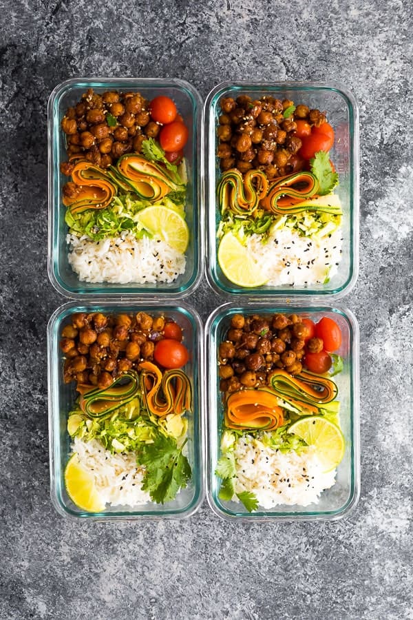 Korean BBQ Chickpea Bento Bowls - Sweet Peas and Saffron