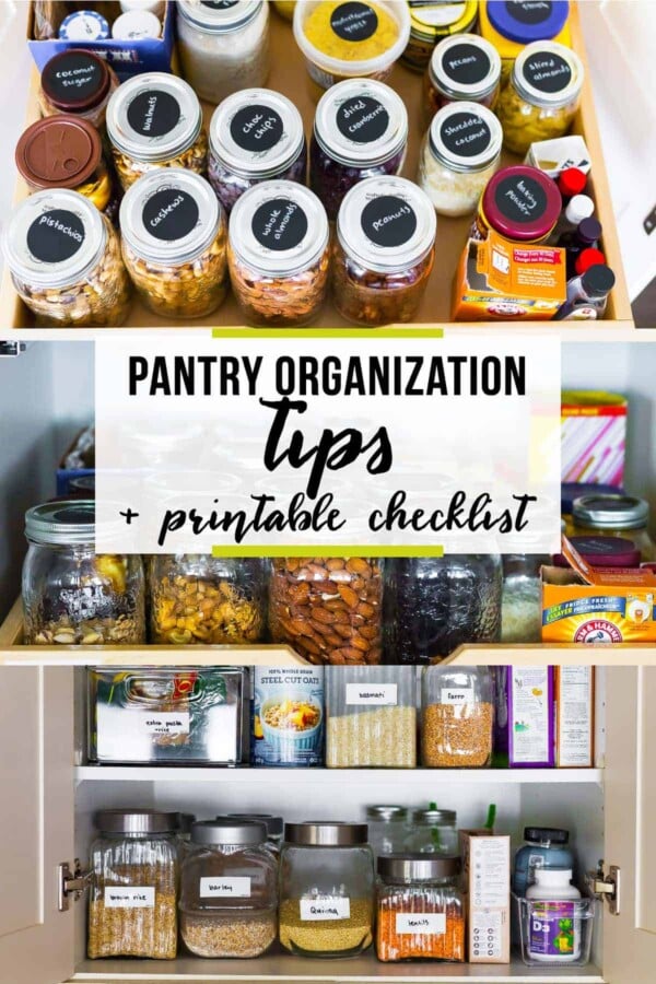 collage image of pantry organization ideas