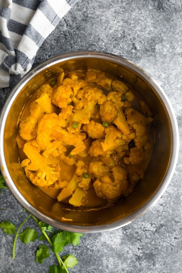 cauliflower korma in instant pot after cooking