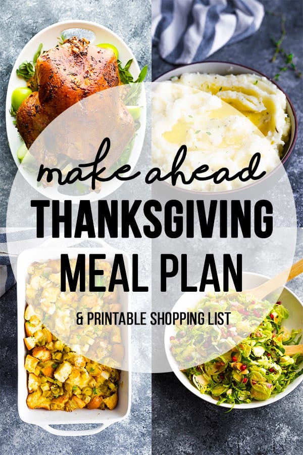 collage image of thanksgiving meals with text overlay make ahead thanksgiving meal plan