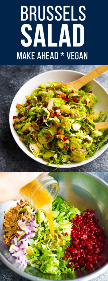 shaved brussels sprouts salad with pomegranates