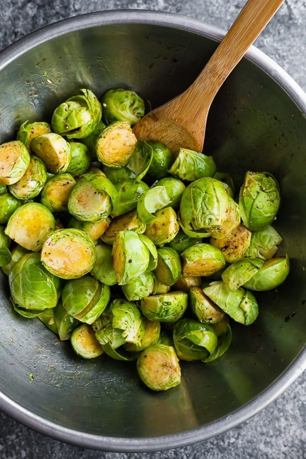 preparing sprouts for the brussel sprouts recipe