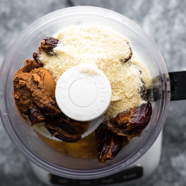 healthy truffles in food processor before blending