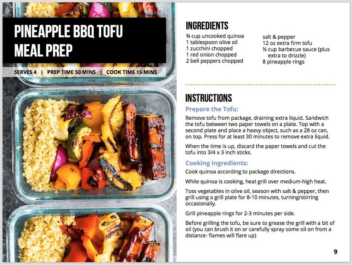 screenshot of the vegan meal prep ebook