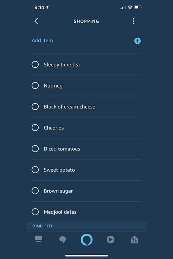 picture of alexa shopping list