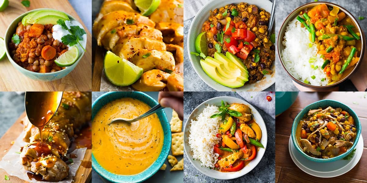 collage image of four different freezer meals