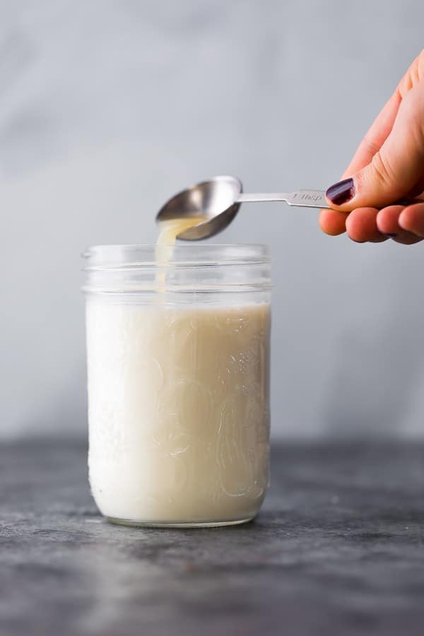 how do you make buttermilk- pouring lemon juice into jar of milk